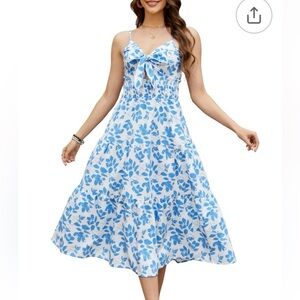 Gardenwed Floral Print Twisted V Neck Sleeveless Dress